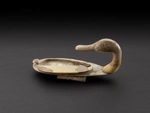 Ördek şeklinde tuvalet kutusu, Alalakh (şimdi Tell Atchana) Suriye, yaklaşık MÖ 2000-1800 (taş ve ahşap)